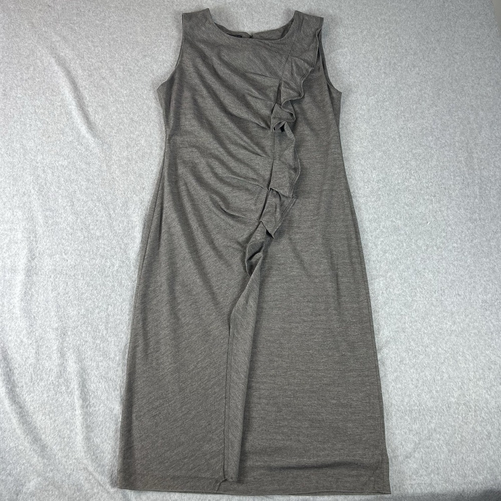 Lafayette‎ 148 NY Dress Womens Size 6 Sleeveless Ruffle Detail Back Zipper Grey